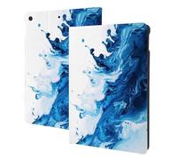 Compatibile con iPad di 9a/8a/7a generazione - Compatibile con iPad 10.2, custodia a libro, funzione di accensione e spegnimento automatico, custodia per tablet con grafica fluida blu e bianca