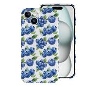 Compatibile con iPhone 15 custodia sottile da 6,1 pollici - Pc robusta e carina stampa mirtillo custodia per cellulare compatibile con iPhone 15 custodia per telefono per donne uomini, antigraffio