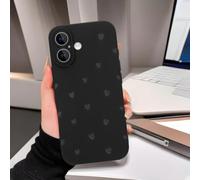 Compatibile con iPhone 16, custodia protettiva in poliuretano termoplastico antiurto con cuori neri, per uomini, donne