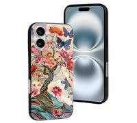 Compatibile con iPhone 16, farfalle e fiori che dipingono resistono ai graffi. Graziosa custodia per telefono compatibile con iPhone 16 custodie per donne e uomini