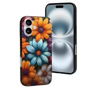 Compatibile con iPhone 16, fiori colorati che sbocciano resistono ai graffi. Graziosa custodia per telefono compatibile con iPhone 16 custodie per donne e uomini