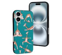 Compatibile con iPhone 16, giraffe che fanno vari yoga resistono ai graffi, custodia carina compatibile con iPhone 16 custodie per donne e uomini, nero