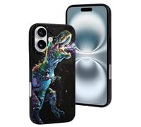 Compatibile con iPhone 16, motivo dinosauro con fiamme colorate che resistono ai graffi. Graziosa custodia per telefono compatibile con iPhone 16 custodie per donne e uomini