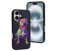 Compatibile con iPhone 16, Neon Pop Art Pitbull resiste ai graffi, graziosa custodia per telefono compatibile con iPhone 16 custodie per donne e uomini, nero