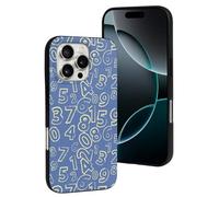 Compatibile con iPhone 16 Pro, custodia protettiva in silicone con numeri matematici blu alla moda, compatibile con iPhone 16 Pro, custodia protettiva per donne e uomini