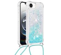 Compatibile con iPhone 16E/SE 2025 custodia con cordino, glitter Bling Sparkle per donne ragazze liquido galleggiante sabbie mobili antiurto custodia per telefono per iPhone 16E/SE 2025. Blu stella