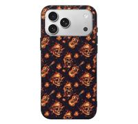 Compatibile con iPhone 17 Pro Max Custodia sottile sottile da 6,9 '' - TPU Red Flame Skull Guitar Print Pattern Cover compatibile con iPhone 17 Pro Max Custodia protettiva robusta, antigraffio