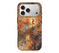 Compatibile con iPhone 17 Pro, sottile e robusta da 6,3 pollici, in TPU Phoenix Blossoms Golden Hues Art Pattern Cover compatibile con iPhone 17 Pro, custodia protettiva sottile, antigraffio antiurto