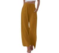 Compatibile con jeans da motociclista, pantaloni da donna con elastico in vita, dritto, tinta unita, pantaloni casual, pantaloni lunghi, comodi pantaloni da donna invernali, gold, S