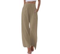 Compatibile con jeans da motociclista, pantaloni da donna con elastico in vita, dritto, tinta unita, pantaloni casual, pantaloni lunghi, comodi pantaloni da donna invernali, cachi, 3XL
