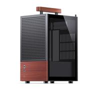 Compatibile con JONSBO - Custodia for computer T6 Nero ITX, Scocca in lega di alluminio da 3 mm + Legno massello di noce nero da 8 mm, Telaio con maniglia MINI PC(Black)