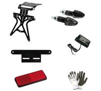 COMPATIBILE CON KAWASAKI EN 500 KIT PORTATARGA PER MOTO+2 FRECCE A LED+LUCE TARGA+CATARIF.+SUPP CATARIF. TUTTO LAMPA OMOLOGATO UNIVERSALE