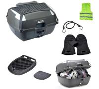 COMPATIBILE CON KAWASAKI ER 6N 650 BAULETTO GIVI B45+ MONOLOCK 45 LITRI COMPLETO DI PIASTRA+RETE+SCHIENALE+KIT MONTAGGIO MOTO SCOOTER VALIGIA PER 2 CASCHI INTEGRALI JET NERO