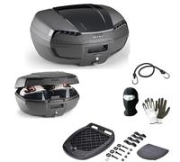 COMPATIBILE CON KAWASAKI VERSYS 650 BAULETTO GIVI E46NB RIVIERA BLACK EDITION VALIGIA PER MOTO SCOOTER MONOLOCK 46 LT BAULE CON PIASTRA PER AGGANCIO PORTAPACCHI POSTERIORE