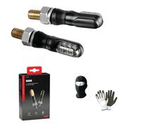COMPATIBILE CON KTM LC4 640 SM COPPIA DI FRECCE A LED 12V NANO OMOLOGATE PER MOTO LAMPA NERA FRECCIA SPORTIVA CON LENTE FUMÈ 35X18 MM