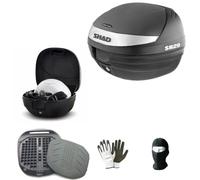 COMPATIBILE CON KYMCO AGILITY 300 BAULETTO VALIGIA BAULE SHAD 29 LT NERO+SECURE LOCK SISTEM+PIASTRA PORTAPACCHI MOTO-SCOOTER PER CASCO INTEGRALE-JET-MODULARE UNIVERSALE