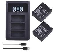 Compatibile con la batteria della fotocamera GoPro Hero 3 3+ AHDBT-301 1600mAh con caricabatterie LED a 3 canali(2Battery and Charger)