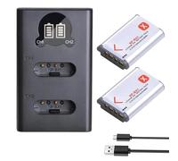 Compatibile con la batteria Sony NP-BX1 con caricabatterie USB LCD for DSC RX1 RX100 M3 M2 RX1R WX300 HX300 HX400 HX50 HX60(2 Battery 1 Charger)