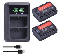 Compatibile con la batteria Sony NP-FZ100 da 2280 mAh con LED Caricabatterie USB doppio for BC-QZ1, a9, a7R III, a7 III, A6600(2 Battery 1 Charger)