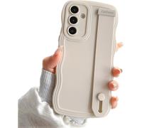 Compatibile con la custodia per telefono Samsung Galaxy A14 5G â Cornice bianca a onde ricce, cinturino da polso e supporto, cover morbida