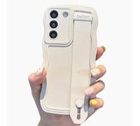 Compatibile con la custodia per telefono Samsung Galaxy S21 â Cornice bianca a onde ricce, cinturino da polso e supporto, cover morbida protettiva