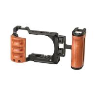 Compatibile con la gabbia for fotocamera Sony ZV-E10 | Impugnatura in legno incorporata e supporto di estensione for collegare microfoni for la registrazione di vlog(B)