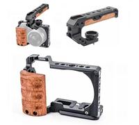 Compatibile con la gabbia for fotocamera Sony ZV-E10, struttura in lega di alluminio con maniglia laterale in legno, piastra Arca-Swiss e attacco a slitta fredda(ZV-E10-Cage-GR)