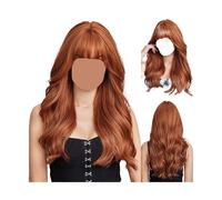 Compatibile Con Le Parrucche Sintetiche Ondulate Lunghe E Naturali Color Castano Sfumato Di ALAN EATON Frangia, For Uso Quotidiano Alle Feste, In Fibra Morbida Soffice Ad Alta Temperatura(LC034-1)