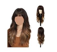 Compatibile Con Le Parrucche Sintetiche Ondulate Lunghe E Naturali Color Castano Sfumato Di ALAN EATON Frangia, For Uso Quotidiano Alle Feste, In Fibra Morbida Soffice Ad Alta Temperatura(LC226-3)