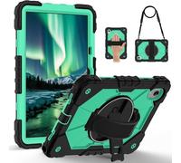 Compatibile con Lenovo Tab M11 2024/K11/Xiaoxin Pad 2025 (TB-330FU/TB-330XU) Custodia da 11 pollici, Cover Antiurto Multifunzione con Supporto Girevole, Cavalletto, Cinghia da Mano e Tracolla(Green B)