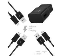 Compatibile con LG G3Stylus Charger Micro USB2.0Cable Kit by Ixir - Wall Charger + 3Cables, True Digital Adaptive Fast Charging, dual voltage for