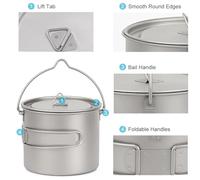 Compatibile con Lixada Titanium Pot 750ml/900ml/1100ml, pentole da campeggio leggere con forchetta pieghevole for esterni(750ml)