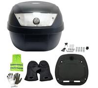 COMPATIBILE CON MALAGUTI CIAK 100 BAULETTO 28 LITRI SIFAM POLIPROPILENE COMPLETO DI PIASTRA+KIT MONTAGGIO VALIGIA BAULE PER PORTAPACCHI MOTO SCOOTER PER 2 CASCHI NERO OPACO