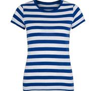 Compatibile con Mantis - Maglietta da donna retrò a righe in stile marino, a maniche corte, girocollo, certificato Oeko-Tex 100, cotone in conversione, vegano, blu royal, XL