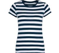 Compatibile con Mantis - Maglietta da donna retrò a righe in stile marino, a maniche corte, girocollo, certificato Oeko-Tex 100, cotone in conversione, vegano, blu navy, M