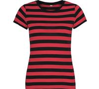 Compatibile con Mantis - Maglietta da donna retrò a righe in stile marino, a maniche corte, girocollo, certificato Oeko-Tex 100, cotone in conversione, vegano, Colore: rosso, M