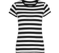 Compatibile con Mantis - Maglietta da donna retrò a righe in stile marino, a maniche corte, girocollo, certificato Oeko-Tex 100, cotone in conversione, vegano, Nero , L