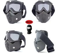 COMPATIBILE CON Momo design MASCHERA VISIERA CASCO PER MOTO, SCOOTER, MOTOCROSS, SCI, PAINTBALL CON OCCHIALI FUMÈ SEPARABILE PER CASCHI JET, INTEGRALE, MODULARE, CROSS MASCHERINA RIMOVIBILE NERA