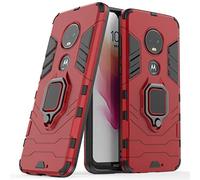 Compatibile con Moto G7, Moto G7+ Cover, Custodia Armor Anello Cavalletto (Funziona con il Supporto Magnetico per Auto) Case Paraurti per Motorola Moto G7, Moto G7 Plus (Rosso)