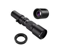 Compatibile con Nikon D3400 D500 D7200 D5500 D750 D5300 500mm F8.0 Teleobiettivo manuale con convertitore 2X 60D 77D(Black,E-mount(FE))