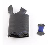 Compatibile con Nissan per March per Sunny per Versa per Almera 2013 Coprivolante per auto nero Custodia per volante automatico(Blue thread)