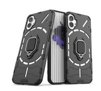 Compatibile con Nothing Phone 1 Cover, Custodia Armor Anello Cavalletto (Funziona con il Supporto Magnetico per Auto) Case Paraurti (Nero)