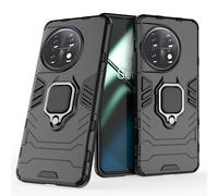 Compatibile con OnePlus 11 Cover, Custodia Armor Anello Cavalletto (Funziona con il Supporto Magnetico per Auto) Case Paraurti (Nero)