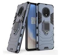 Compatibile con OnePlus 7T Cover, Custodia Armor Anello Cavalletto (Funziona con Il Supporto Magnetico per Auto) Case Paraurti per OnePlus7T (Blu Navy)