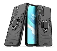 Compatibile con OnePlus 8T Cover, Custodia Armor Anello Cavalletto (Funziona con il Supporto Magnetico per Auto) Case Paraurti (Nero)