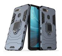 Compatibile con OPPO A12, OPPO A7, AX7, OPPO A5s, AX5s Cover, Custodia Armor Anello Cavalletto (Funziona con il Supporto Magnetico per Auto) Case Paraurti (Blu Navy)