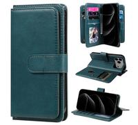 Compatibile con OPPO A5X 5G / A3 4G / A3 5G / A60 5G / A40 4G (Couleur : Verde Scuro) Custodia a portafoglio in pelle multi slot per schede flip back caso
