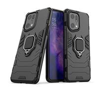 Compatibile con OPPO Find X5 Pro Cover, Custodia Armor Anello Cavalletto (Funziona con il Supporto Magnetico per Auto) Case Paraurti (Nero)