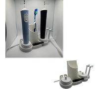 Compatibile con Oral-b portaspazzolino da parete con stazione di ricarica, organizer tutto in uno compatibile con Oral-b serie iO e altri modelli elettrici, installazione senza fori per bagno e