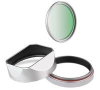 Compatibile con paraluce in metallo quadrato argento Fujifilm con anello adattatore da 49 mm for X100VI X100V(Silver Hood-UV Set)